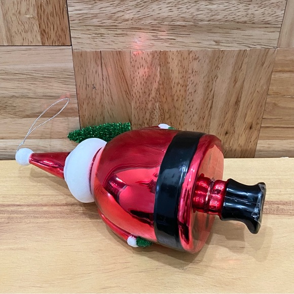 Retired 2005 Bath Body Works Flocked Santa with Brush Tree Blown Glass Ornament - Picture 7 of 10